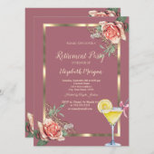 Invitation Cocktail Lemon Floral Frame Retraite Rose (Devant / Derrière)