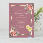 Invitation Cocktail Lemon Floral Frame Retraite Rose (Debout devant)
