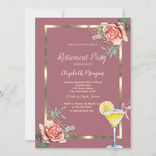 Invitation Cocktail Lemon Floral Frame Retraite Rose
