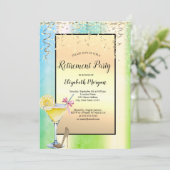 Invitation Cocktail Lemon Gold Confetti Green Retirement (Debout devant)