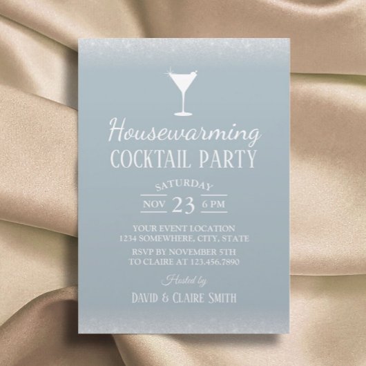 Invitation Cocktail maison Fête moderne Dusty Blue