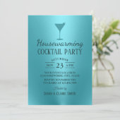 Invitation Cocktail maison Party Moderne Turquoise (Debout devant)