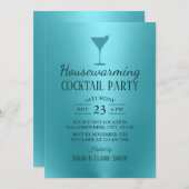 Invitation Cocktail maison Party Moderne Turquoise (Devant / Derrière)