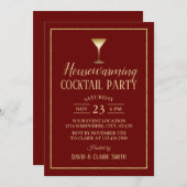 Invitation Cocktail maison Soirée Elégante Bourgogne Or (Devant / Derrière)