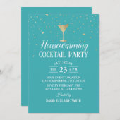 Invitation Cocktail maison Soirée Élégante Turquoise (Devant / Derrière)