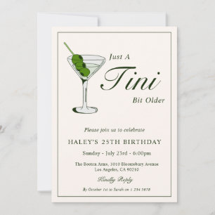 Invitation Cocktail Martini à l'olive Fête d'anniversaire drô