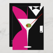 Invitation Cocktail Martini Classe Fuschia et Noir (Devant / Derrière)