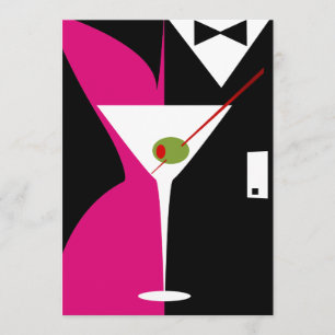 Invitation Cocktail Martini Classe Fuschia et Noir