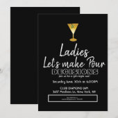 Invitation Cocktail martini d'anniversaire soirée dames (Devant / Derrière)