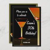 Invitation Cocktail Martini fête d'anniversaire (Devant / Derrière)