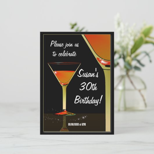 Invitation Cocktail Martini fête d'anniversaire (Debout devant)