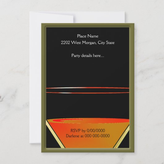 Invitation Cocktail Martini fête d'anniversaire (Dos)