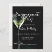 Invitation Cocktail Martini sur fond noir (Devant)