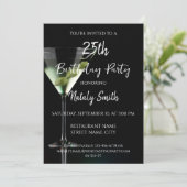 Invitation Cocktail Martini sur fond noir (Debout devant)