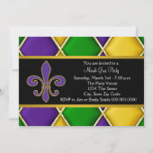 Invitation Cocktail Masque Fleur de Lis Mardi Gras (Dos)