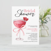Invitation Cocktail moderne Boire Bow Fête des mariées rose (Debout devant)