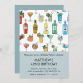 Invitation Cocktail moderne Boissons Contemporain 42e anniver (Devant / Derrière)