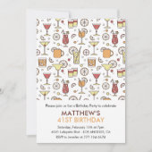 Invitation Cocktail Moderne Champagne 41e anniversaire (Devant)