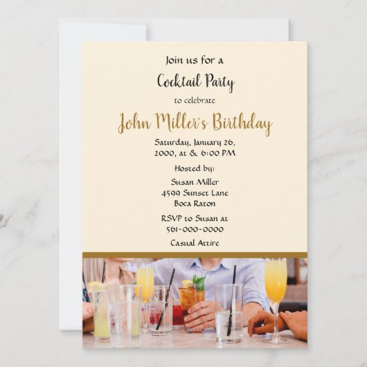 Invitation Cocktail moderne fête d'anniversaire (Devant)