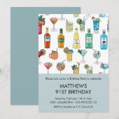 Invitation Cocktail moderne Motif Contemporain 91e anniversai (Devant / Derrière)
