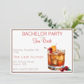 Invitation Cocktail Old Fashioned de soirée de célibataire / (Debout devant)