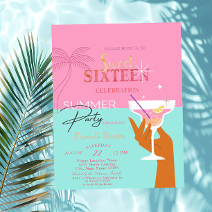 Invitation Cocktail Palm Summer Sweet 16 Party