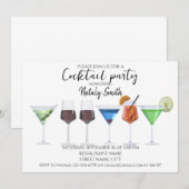 Invitation Cocktail party à l'aquarelle (Devant / Derrière)
