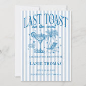 Invitation Cocktail Party Bleu de Bachelorette Côtière (Devant)