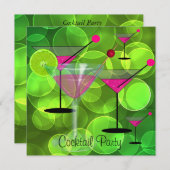 Invitation Cocktail Party Bubbles Vert rose (Devant / Derrière)