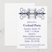 Invitation Cocktail Party Invitations Blue Party (Devant / Derrière)