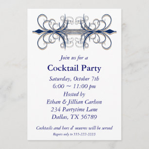 Invitation Cocktail Party Invitations Blue Party
