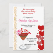 Invitation Cocktail Party Love Valentine Sweeping Hearts mign (Devant)