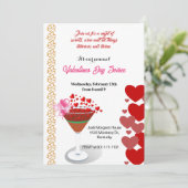 Invitation Cocktail Party Love Valentine Sweeping Hearts mign (Debout devant)