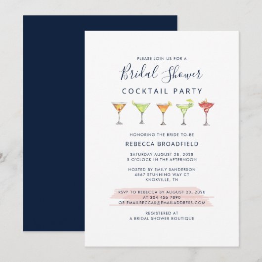 Invitation Cocktail Party Script Bridal Shower (Devant / Derrière)