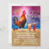 Invitation Cocktail Party Tropical Rooster Funny Anniversaire (Devant)