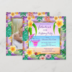 Invitation Cocktail Photo Fabuluse Tropical Purple Fête