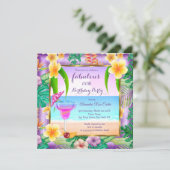 Invitation Cocktail Photo Fabuluse Tropical Purple Fête (Debout devant)