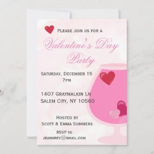 Invitation Cocktail Pink Heart pour la Saint-Valentin