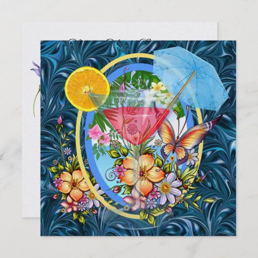 Invitation cocktail pour la plage paradisiaque (Devant / Derrière)