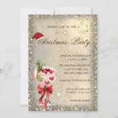 Invitation Cocktail Red Bow Santa Hat Christmas Party (Devant)