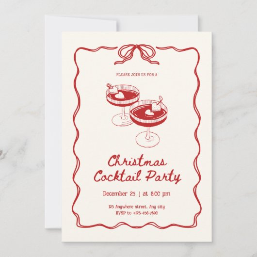Invitation Cocktail Red Christmas (Devant)
