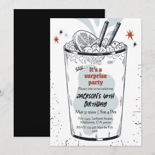 Invitation Cocktail retro boisson thème 40ème anniversaire su