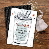 Invitation Cocktail retro boisson thème élégant 21e anniversa