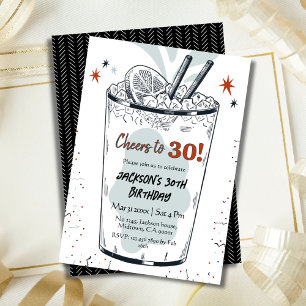 Invitation Cocktail retro boisson thème élégant 30e anniversa