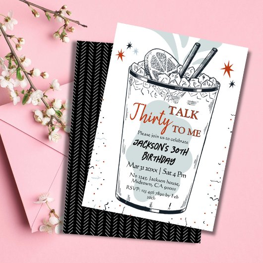 Invitation Cocktail retro boisson thème élégant 30e anniversa