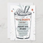 Invitation Cocktail retro boisson thème élégant 40e anniversa (Devant)