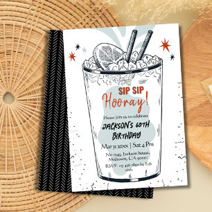 Invitation Cocktail retro boisson thème élégant 60e anniversa