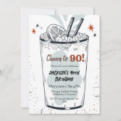 Invitation Cocktail retro boisson thème élégant 90e anniversa (Devant)