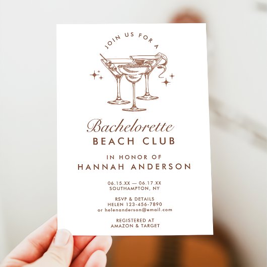 Invitation Cocktail Rétro Marron Vintage Week-end Enterrement