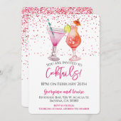 Invitation Cocktail rose Boissons (Devant / Derrière)